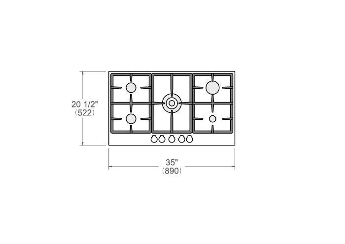 36 Front Control Gas Cooktop 5 burners | Bertazzoni