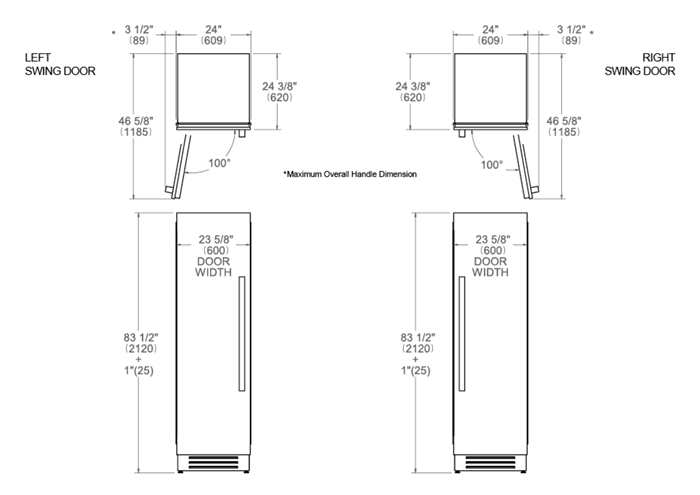 24 Built-in Refrigerator Column Stainless Steel | Bertazzoni