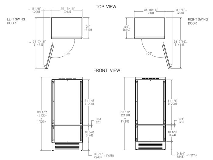 36 Built-in Bottom Mount Refrigerator with Ice Maker | Bertazzoni