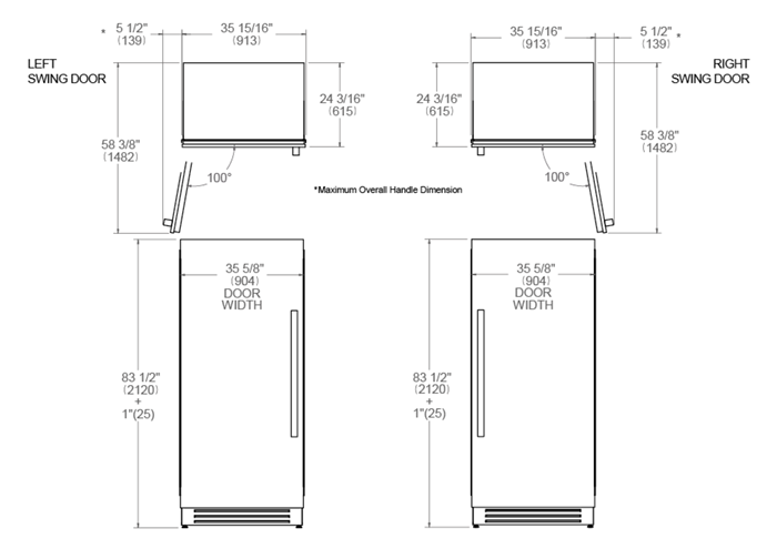 36 Built-in Refrigerator Column Stainless Steel | Bertazzoni