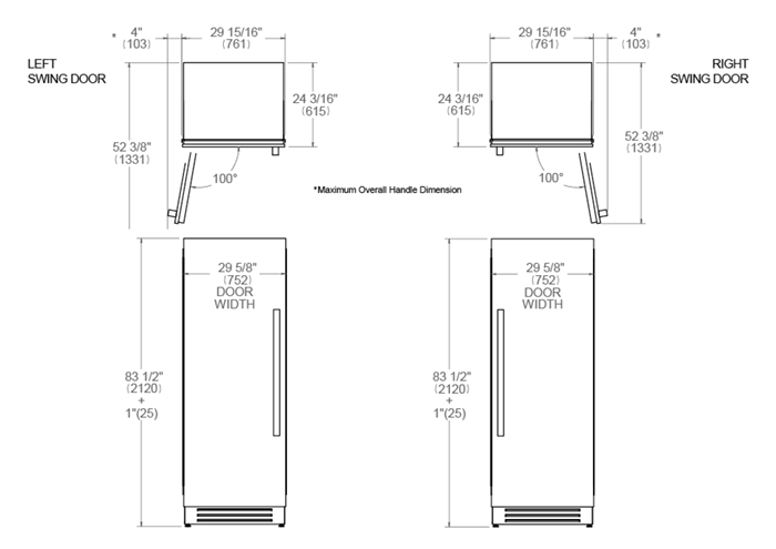 30 Built-in Refrigerator Column Stainless Steel | Bertazzoni