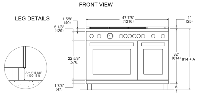 48 inch Induction Range, 6 Heating Zones, Electric Oven - Gold Accents | Bertazzoni