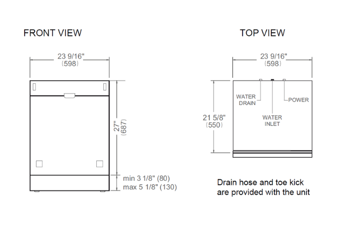 24 inch Dishwasher Tall Tub Full Touch User Interface, 16 place settings, 39 dB, 8 wash cycles | Bertazzoni