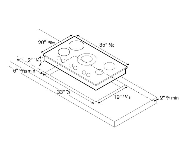 36 Segmented Cooktop 3 Burner And 2 Induction Zones Bertazzoni