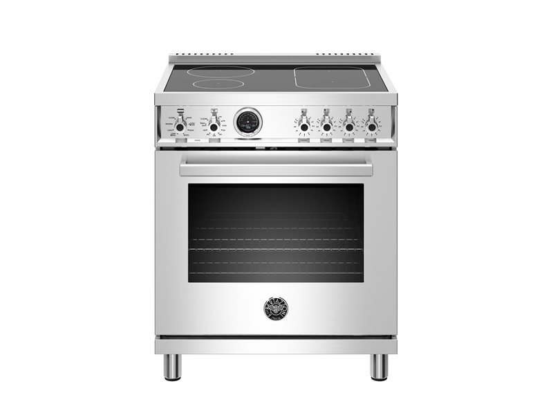 30 inch Induction Range, 4 Heating Zones, Electric Self-Clean Oven | Bertazzoni - Stainless Steel