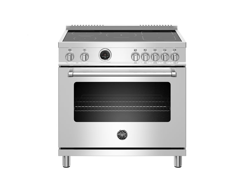 36 inch Induction Range, 5 Heating Zones, Electric Self-Clean Oven | Bertazzoni - Stainless Steel