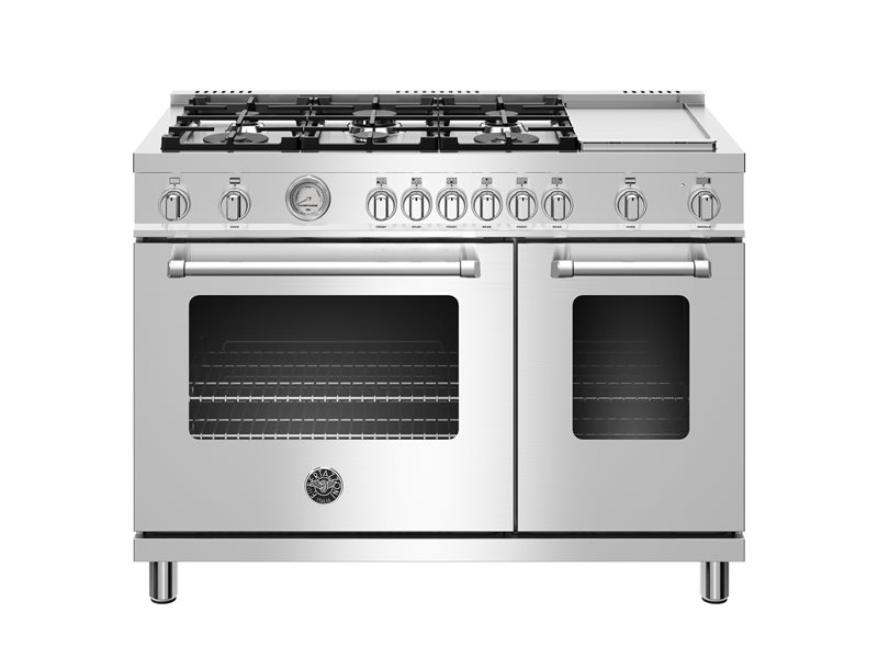 48 inch All Gas Range, 6 Burner and Griddle | Bertazzoni - Stainless Steel