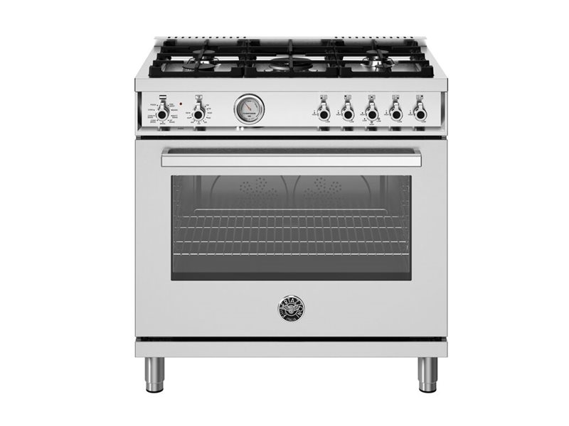 36 inch Dual Fuel Range, 6 Burners, Electric Oven | Bertazzoni - Stainless Steel