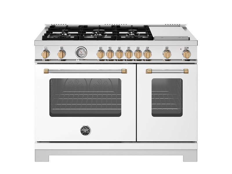 48 inch All Gas Range, 6 Burner and Griddle  - Gold Accents