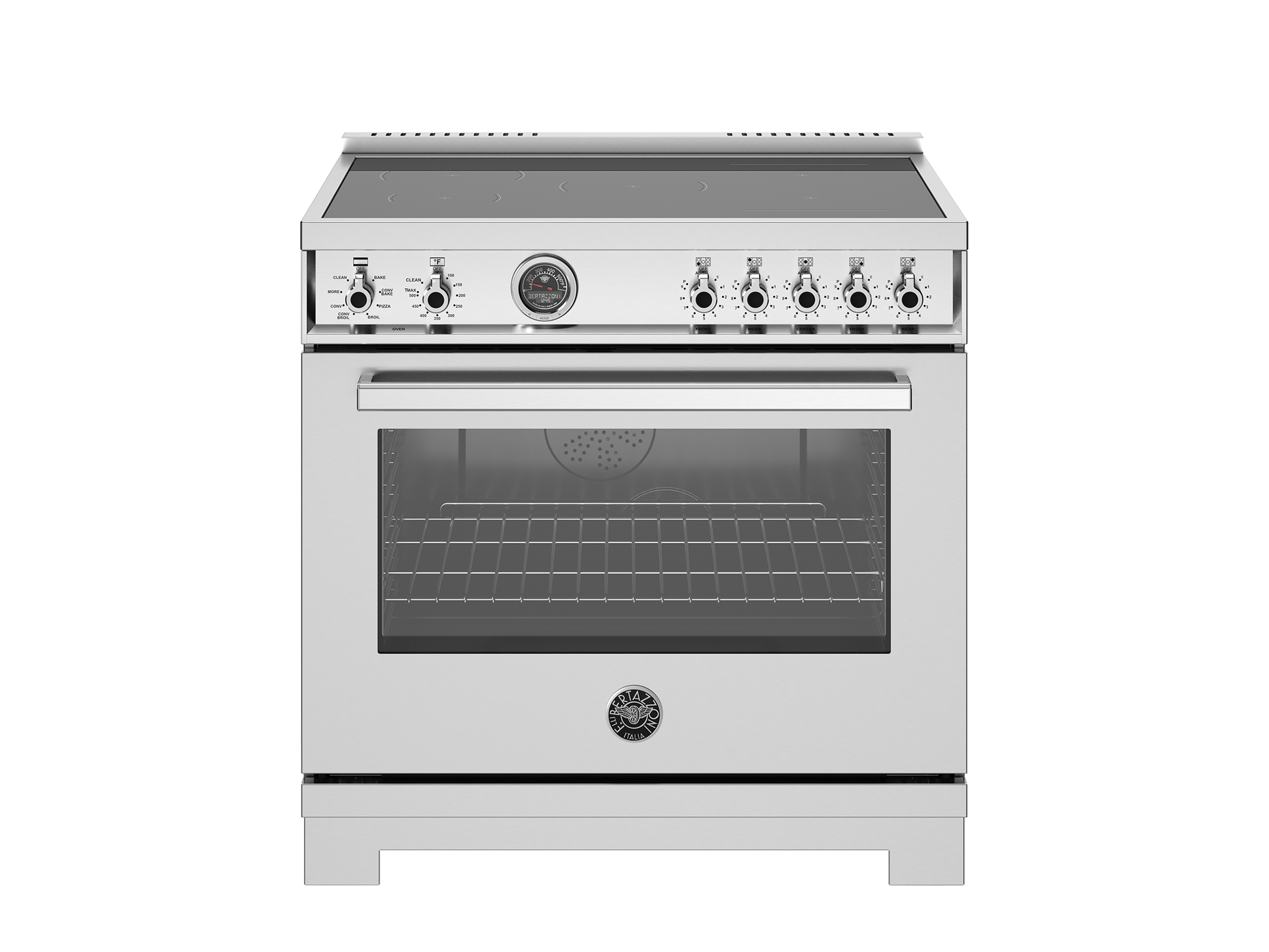 PRO486IGFEPCAT by Bertazzoni - 48 inch Induction Range, 6 Heating Zones and Cast  Iron Griddle, Electric Self-Clean Oven Carbonio