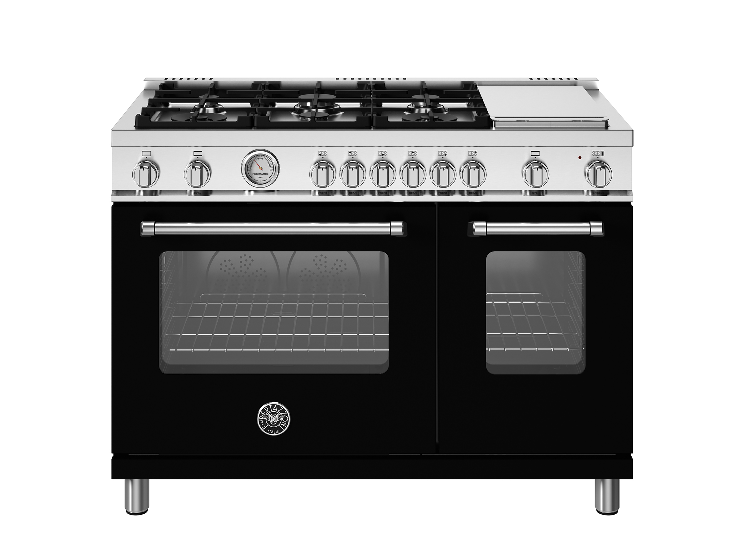 MAST486GRTBXT by Bertazzoni - 48 Gas Rangetop 6 brass burners + electric  griddle Stainless Steel